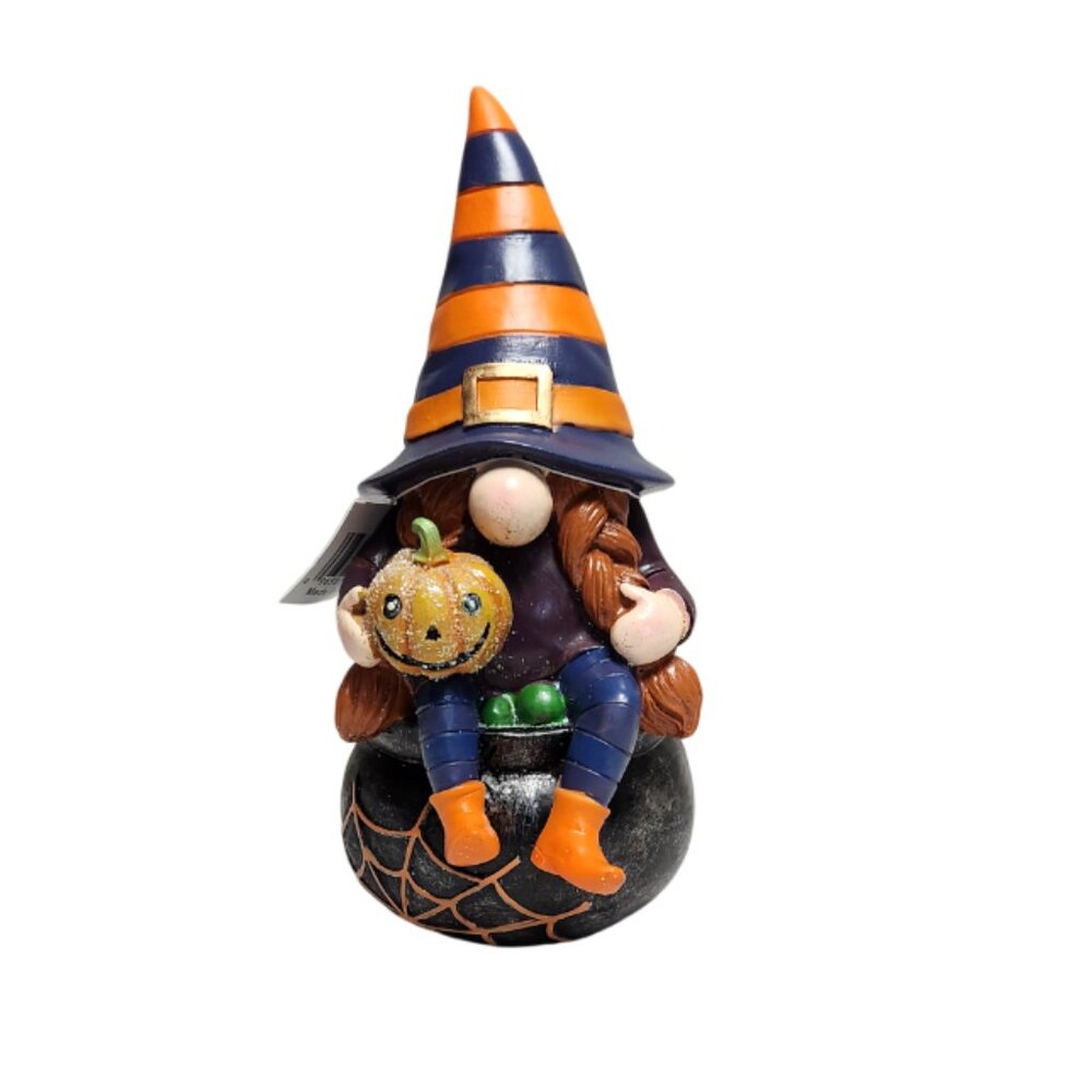 Gnome Holding Pumpkin Figurine
